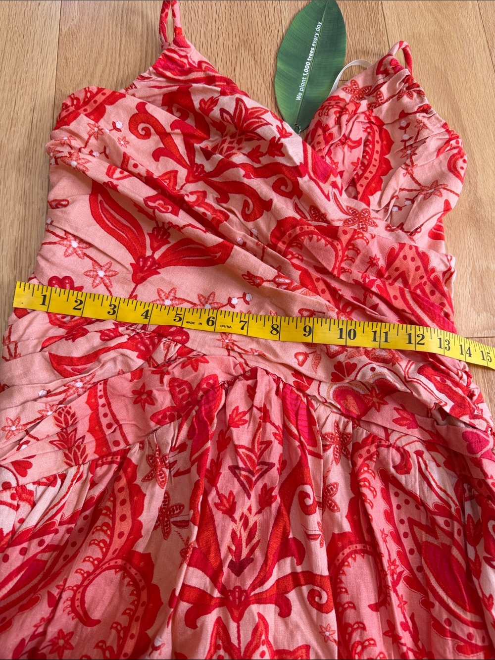 New! Farm Rio small linen blend crossover back tie string jaipur midi dress. - Picture 11 of 13